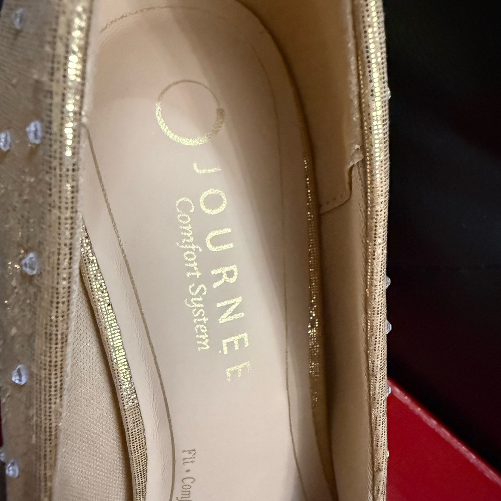 Journee Collection Gold Studded Heels - Picture 8 of 15